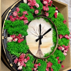 Ceas cu licheni naturali, Casă & Stil de viață, Accesorii pentru decorat casa, Decorațiuni de pereți, decorațiuni suspendate, Ceasuri de perete, Pictură, Altele, ARTYNOS