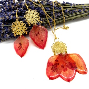 Set Bijuterii handmade unicat din rasina si flori  00049 - Artynos.ro