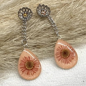 cercei handmade unicat din rasina si flori naturale 00094 - Artynos.ro