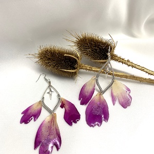 cercei handmade unicat din rasina si flori naturale 00128 - Artynos.ro
