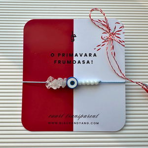 Bratara martisor cu cuart transparent - evil eye - Artynos.ro