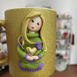 Cana cu păpușa , Casa & Stil de viata, Accesorii pentru casa si gradina, Decoratiuni exterioare si de gradina, Ceramica, Cana cu păpușa lucrata manual din  lut polimeric, ARTYNOS