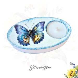 Suport decorativ pentru lumanare - fluturas 114608, Casă & Stil de viață, Lumânări, parfumuri, arome, Suport lumânări, Decoupage, transfer și tehnici șervețel, Pictură, ARTYNOS
