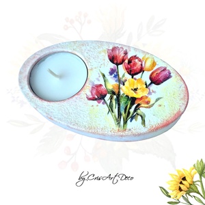 Suport decorativ pentru lumanare - buchet lalele 122813 - Artynos.ro