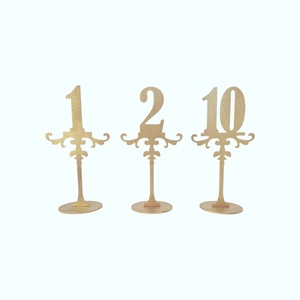 Numere masa evenimente din lemn - set 1-10 - auriu - 25cm - Artynos.ro
