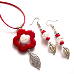 set cu howlite rosu si cristal de stanca 43367 - Artynos.ro
