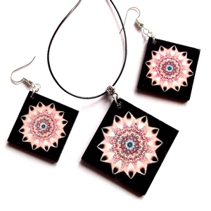 set bijuterii lemn cu mandala 42897 - Artynos.ro