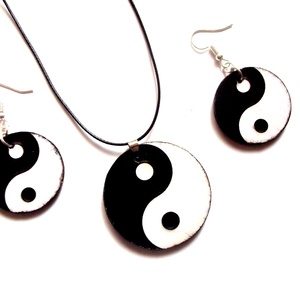 set bijuterii lemn cu Yin Yang 40850 - Artynos.ro