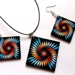 set bijuterii lemn cu mandala 40874 - Artynos.ro