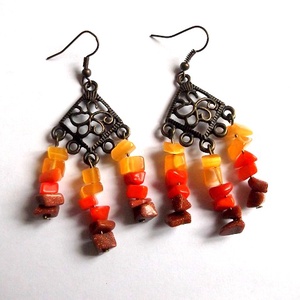 cercei piatra soarelui ,coral si agate 34023 - Artynos.ro