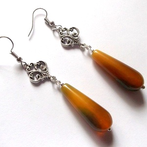 cercei agate verde mustar 46289 - Artynos.ro