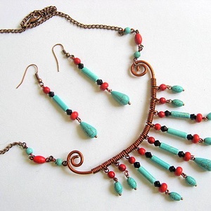 set howlite rosu. turcoaz si cristale 22497 - Artynos.ro