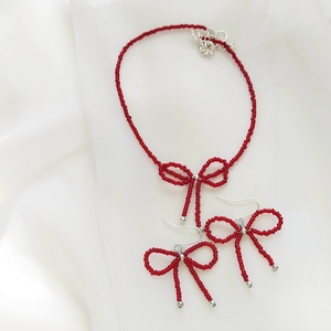 Set Choker si cercei cu fundite - Artynos.ro
