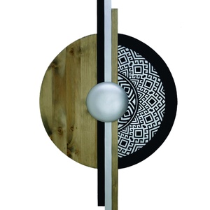 Decoratiune pentru perete din lemn, 40x88 cm argintiu, Casă & Stil de viață, Accesorii pentru decorat casa, Decorațiuni de pereți, decorațiuni suspendate, Decorațiuni perete, macramé, Prelucrarea lemnului, ARTYNOS