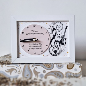 Ceas inramat muzica personalizat cu mesaj pictat manual - Artynos.ro