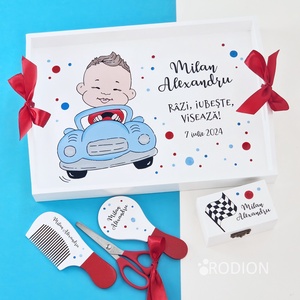 Set prima aniversare baiat masina tava mot personalizata pictata manual - Artynos.ro