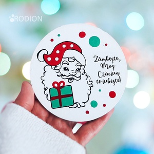 Glob pom Mos Craciun pictat manual personalizat cu mesaj - Artynos.ro