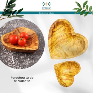 Set Cuore Valentines din lemn de măslin - Artynos.ro